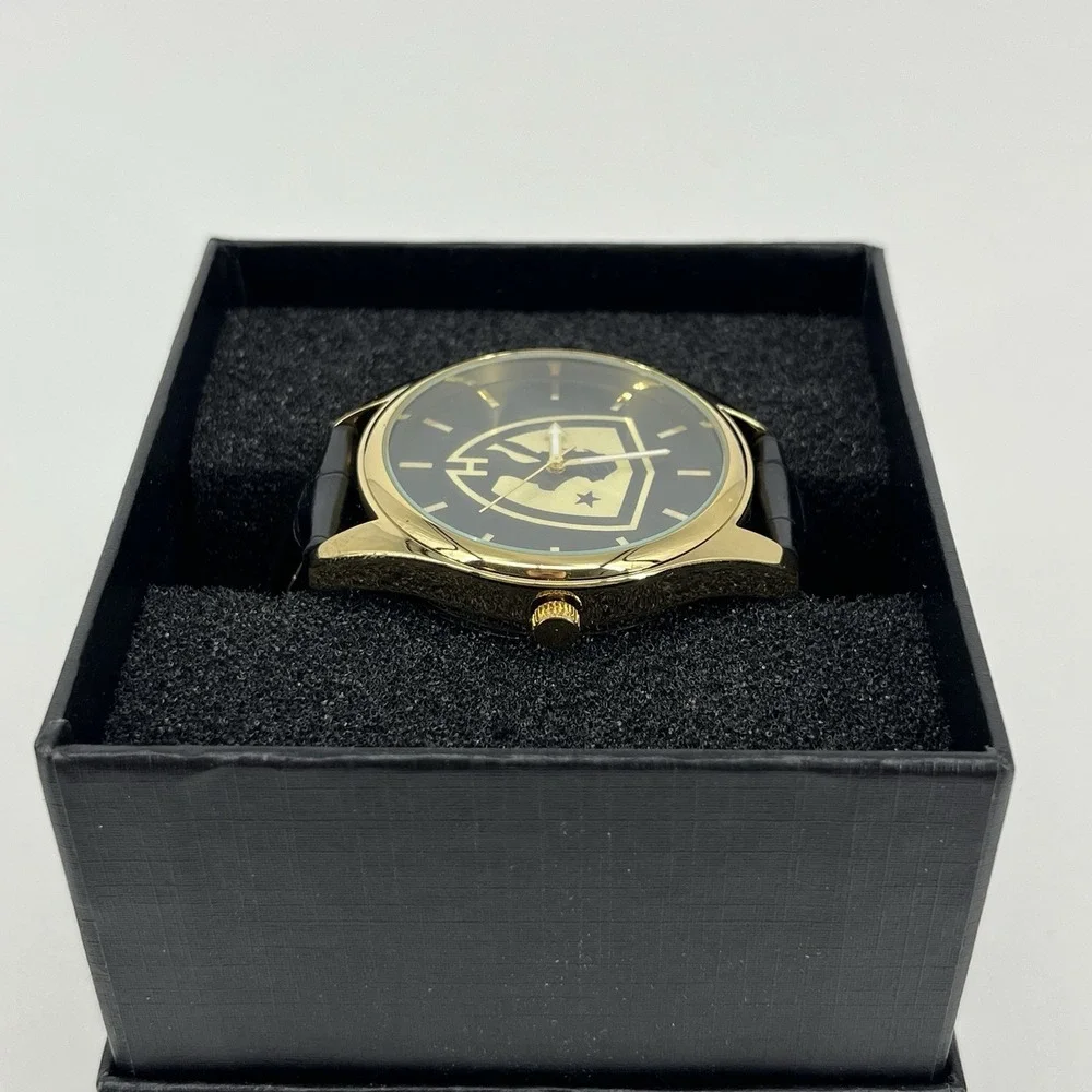 Game Time Hustler Watch Pioneer Black Series Shield Logo Gold Men's Size New